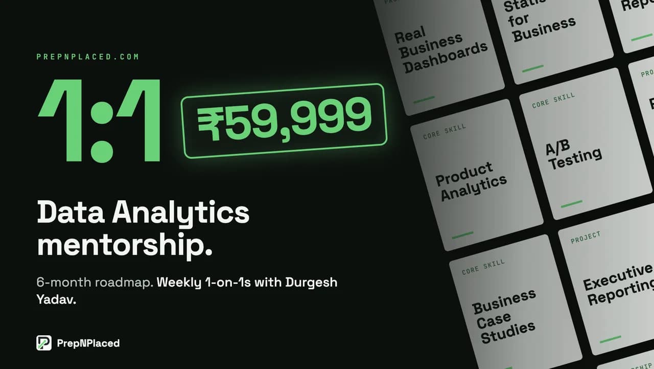 1:1 Data Analytics Mentorship with Durgesh Yadav, ₹59,999