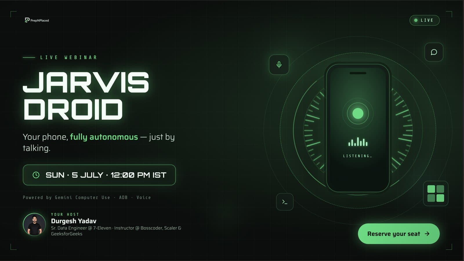 Jarvis Droid — PrepNPlaced live webinar