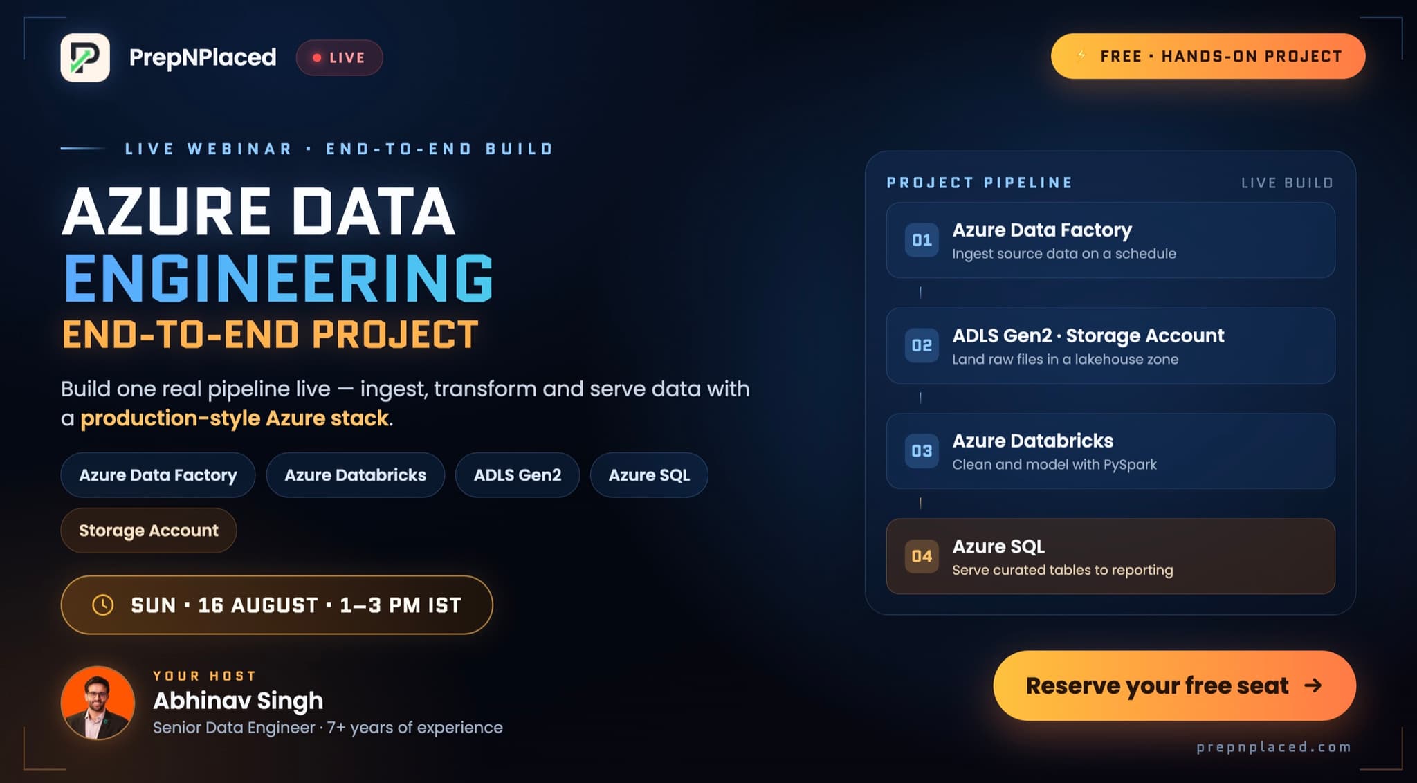 Azure Data Engineering — PrepNPlaced live webinar