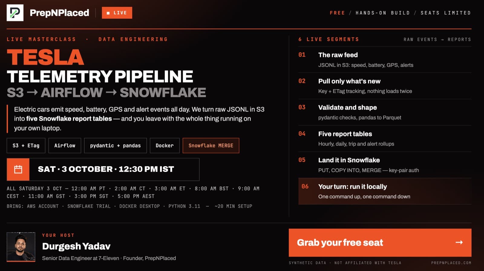 Tesla Telemetry Pipeline — free live webinar