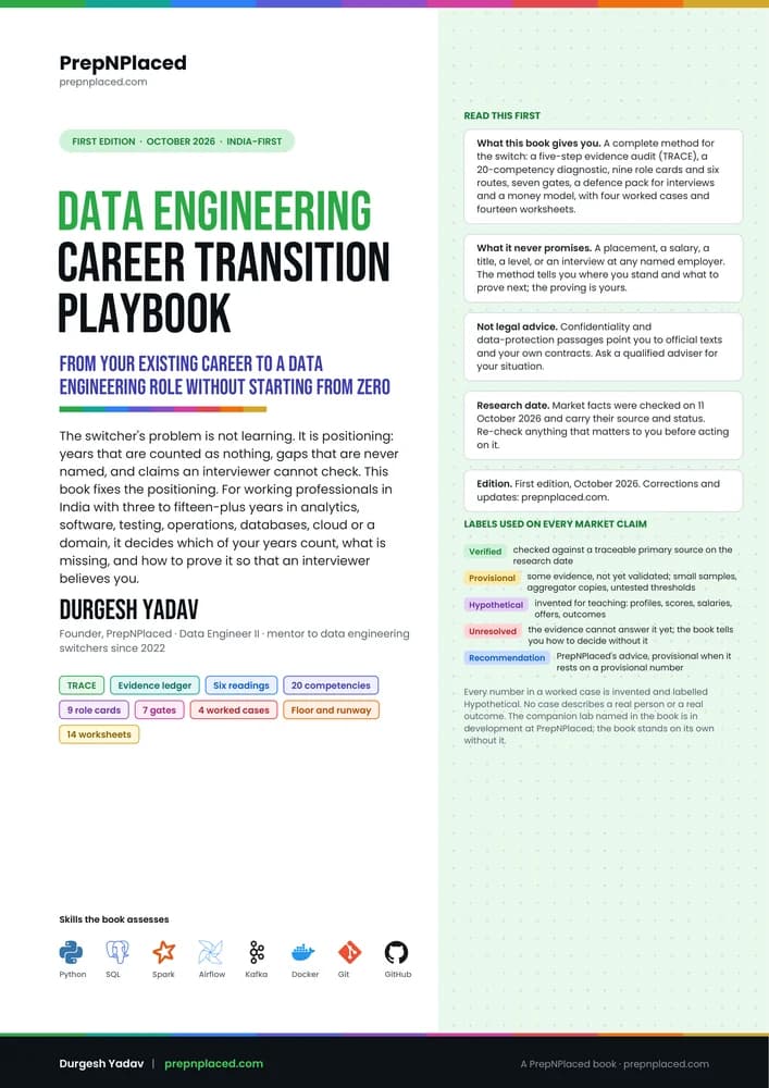 Data Engineering Career Transition Playbook, by Durgesh Yadav: the cover